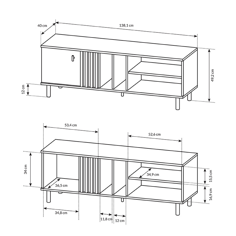 MADIS | TV stolek | 138,1 cm | artisan/antracit