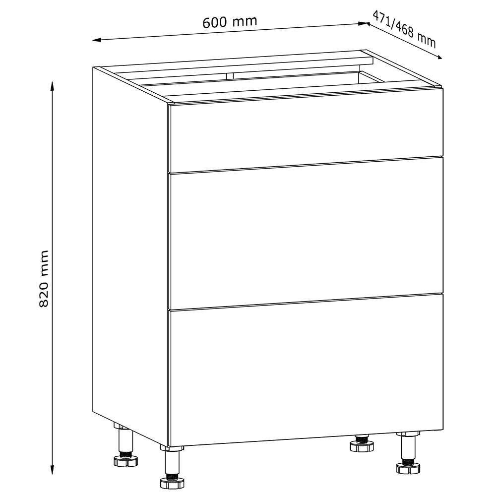 LANGEN bu | dolní skříňka D60S3 | s úchyty | béžová