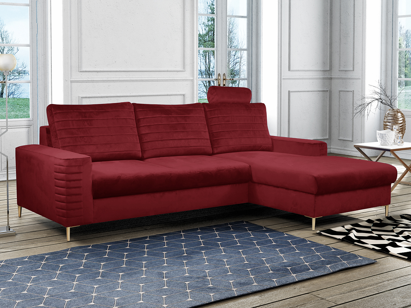 Sedací souprava COLLIN | PRAVÁ | záhlavník v ceně | VÝBĚR LÁTEK