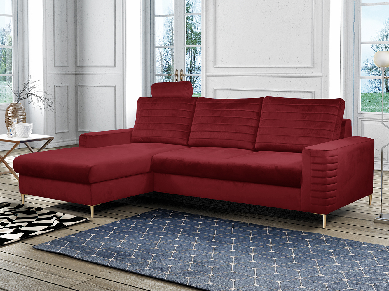 Sedací souprava COLLIN | LEVÁ | záhlavník v ceně | VÝBĚR LÁTEK