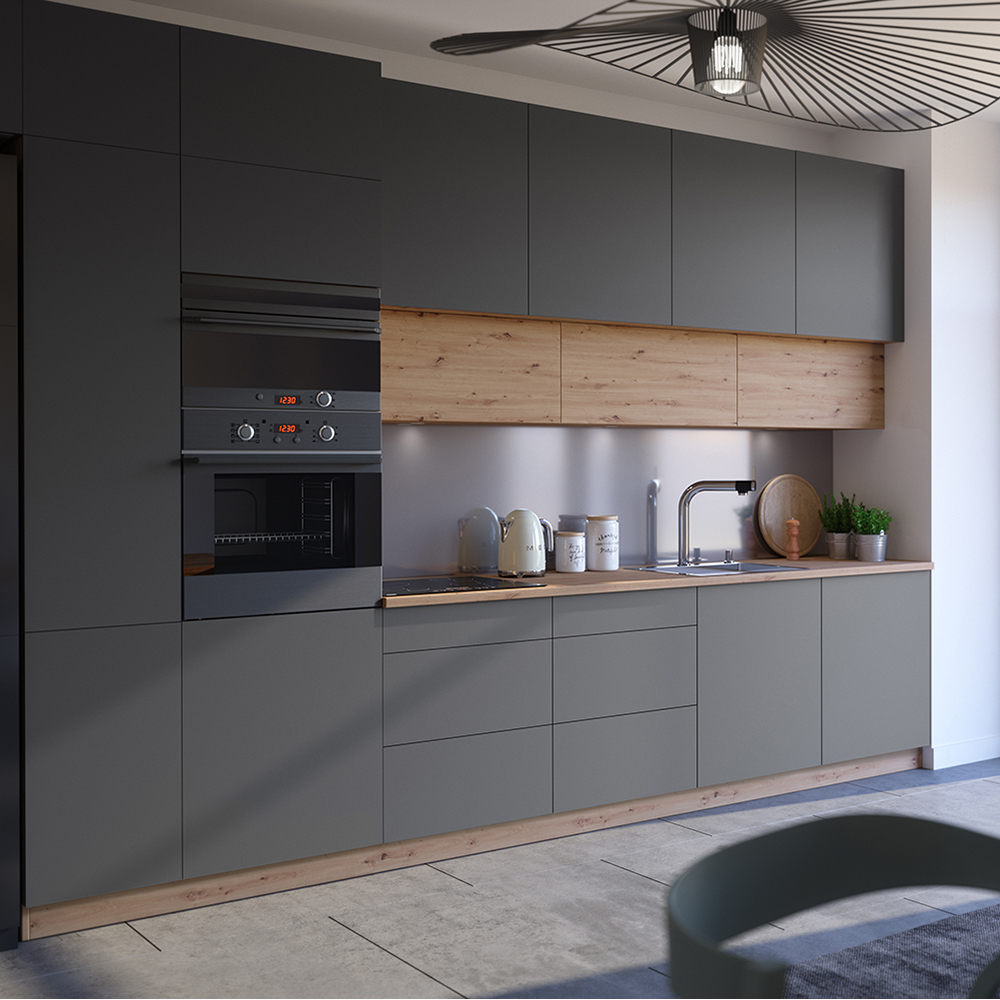 LANGEN su | skříňka D60ZL pro vestavnou lednici | s úchyty | UNI provedení | šedá