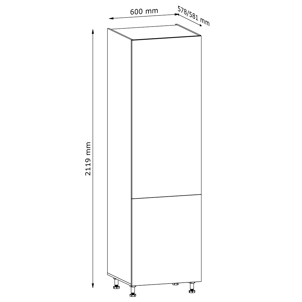 LANGEN su | skříňka D60ZL pro vestavnou lednici | s úchyty | UNI provedení | šedá