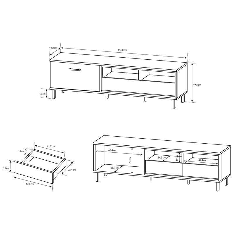 NEST | TV stolek + police | 164,8 cm | artisan/antracit | BLACK FRIDAY