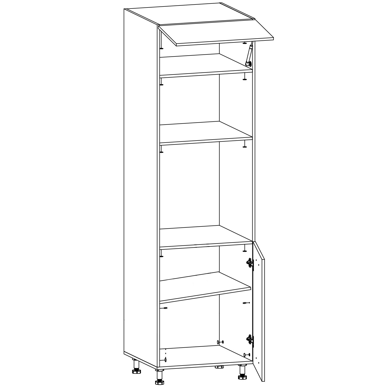 LANGEN ap | skříňka D60PM pro vestavnou troubu a mikrovlnku | push open | UNI provedení | artisan