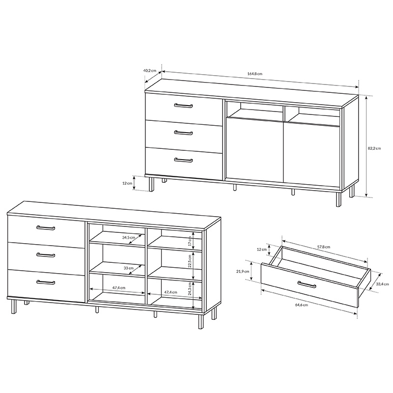 Obývací stěna NEST | sestava B | 6 dílů | artisan/antracit