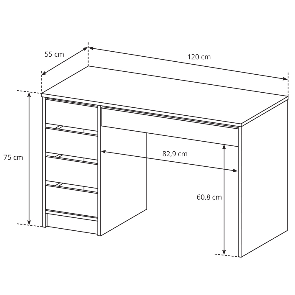 Psací stůl ADA | 120 cm | UNI provedení | antracit