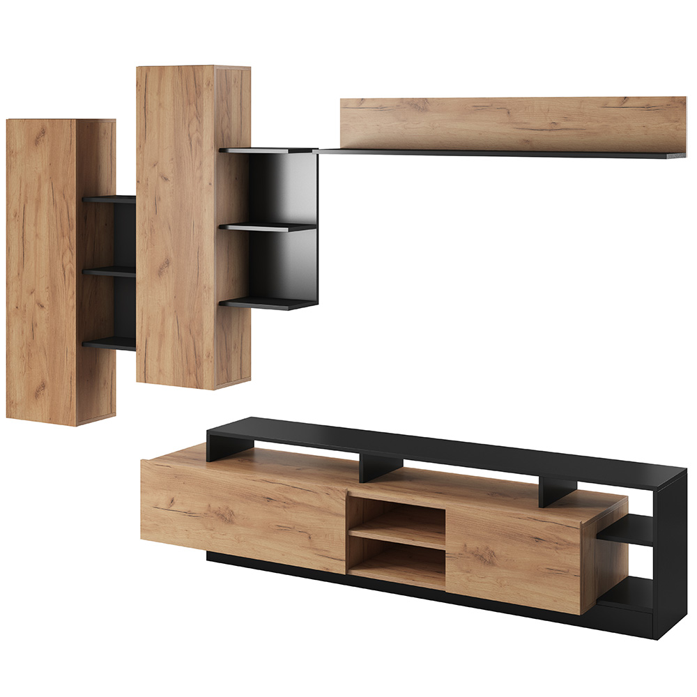 Obývací stěna ALVA | sestava B | dub kraft zlatý/antracit