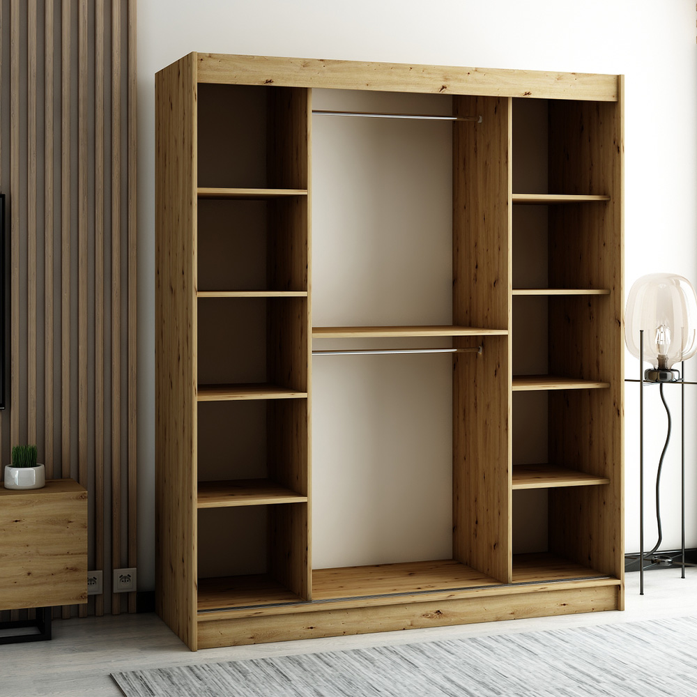 Šatní skříň Lamelo  - 200 cm | artisan/černá