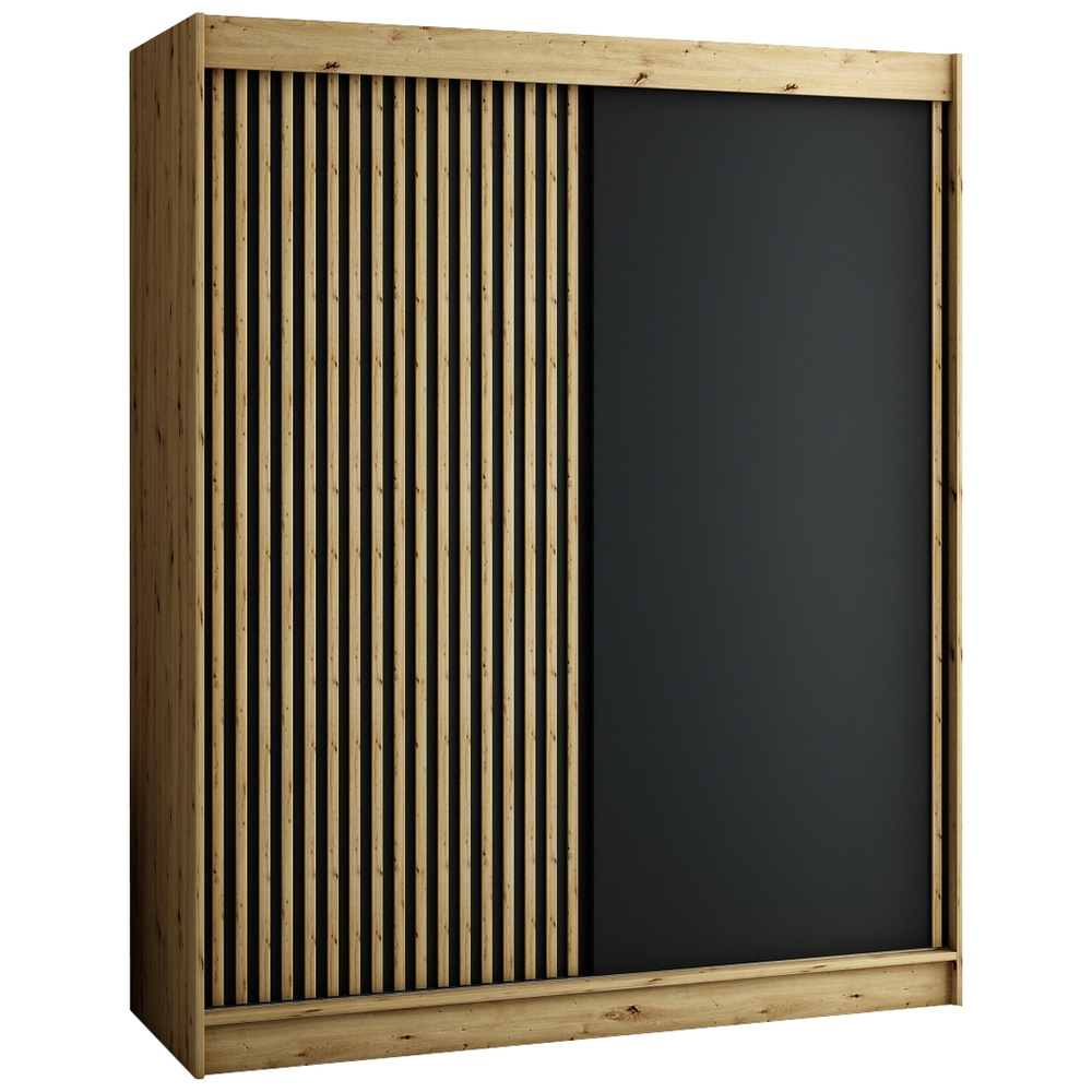 Šatní skříň Lamelo  - 200 cm | artisan/černá