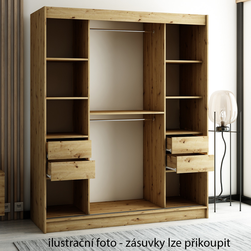 Šatní skříň Lamelo  - 200 cm | artisan/černá