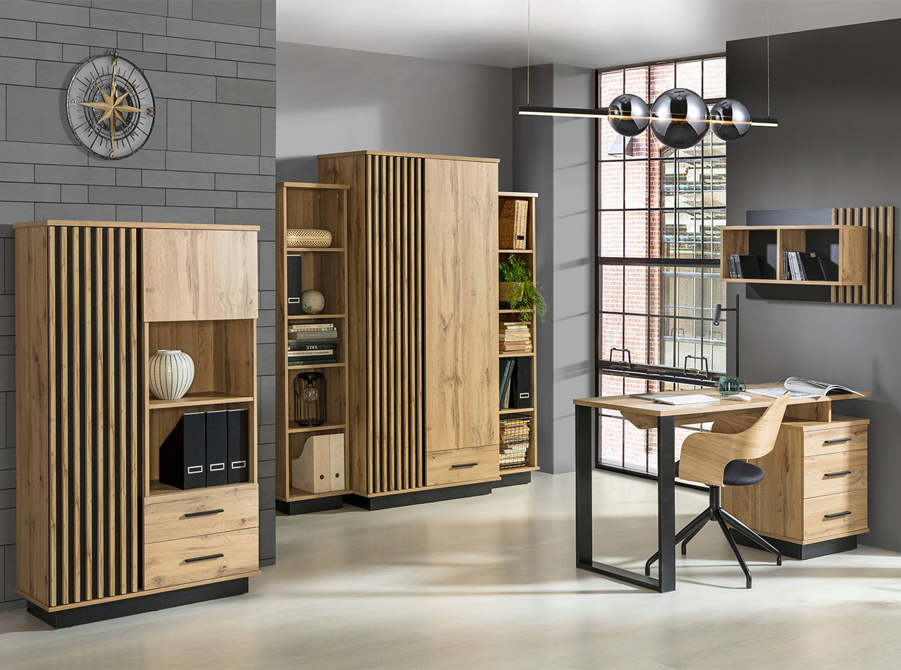 Lamelo DOL | psací stůl La8 | dub wotan/černá