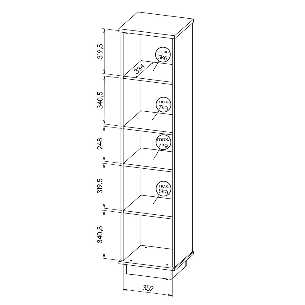 Lamelo DOL | regál La10 | dub wotan/černá