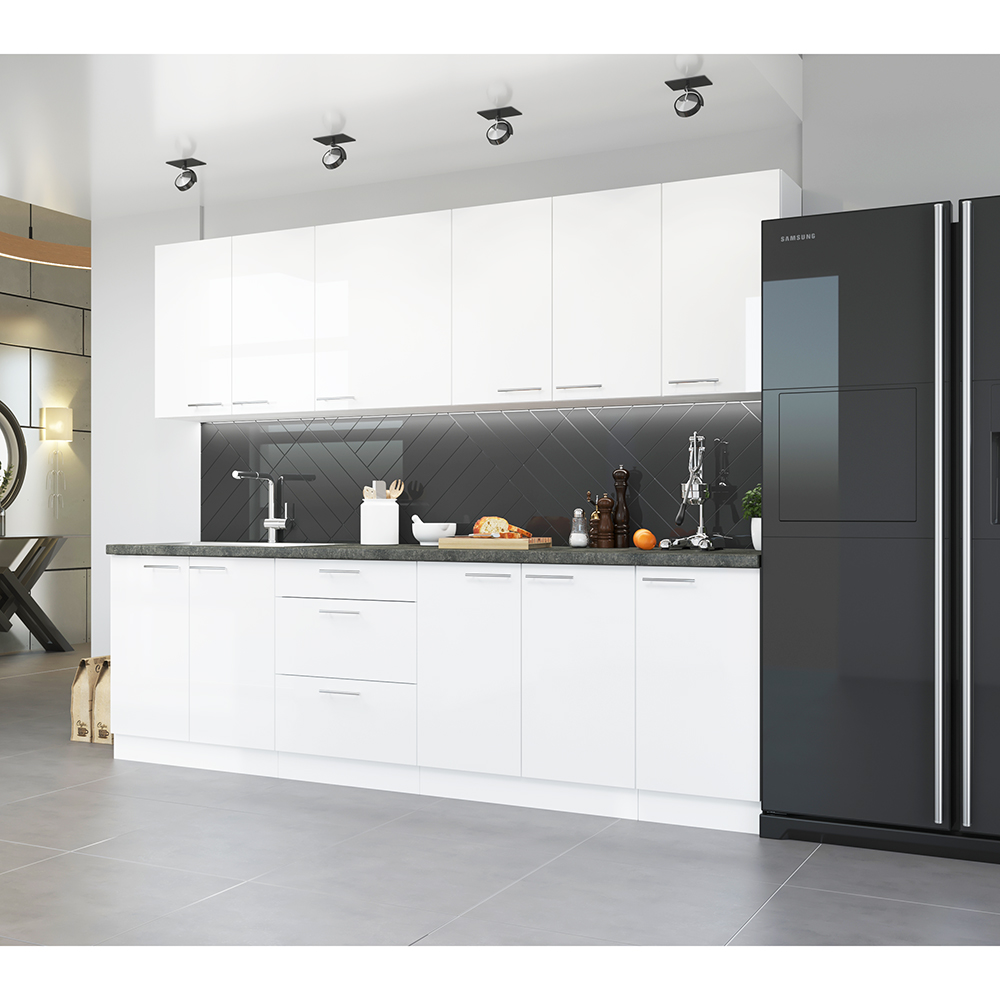 LARA wh | vysoká skříňka 60DP-210 2F pro vestavnou troubu | 60 cm | UNI dvířka | bílá lesk