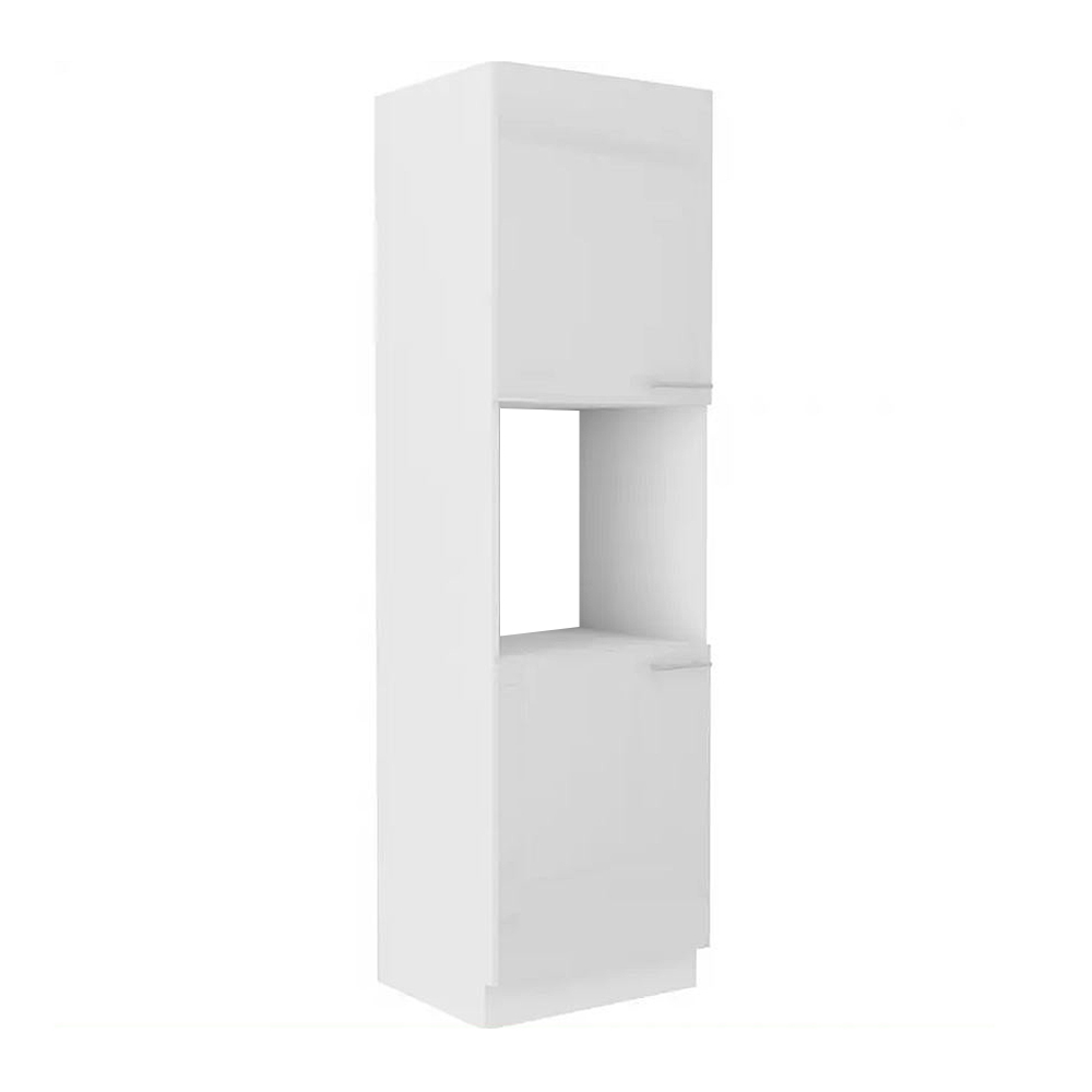LARA wh | vysoká skříňka 60DP-210 2F pro vestavnou troubu | 60 cm | UNI dvířka | bílá lesk