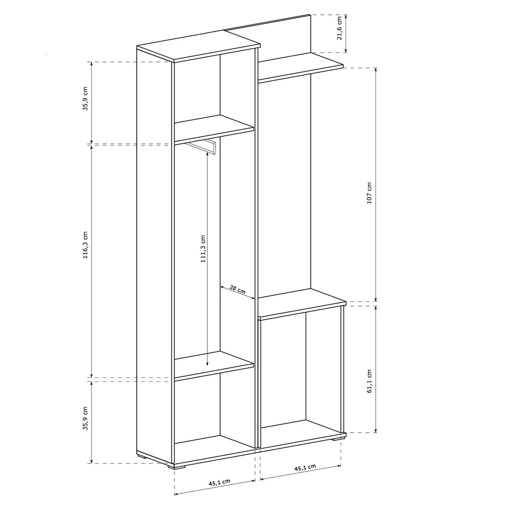 Předsíňová stěna LUX | 97 cm | se zrcadlem | UNI provedení | trufla/bílá