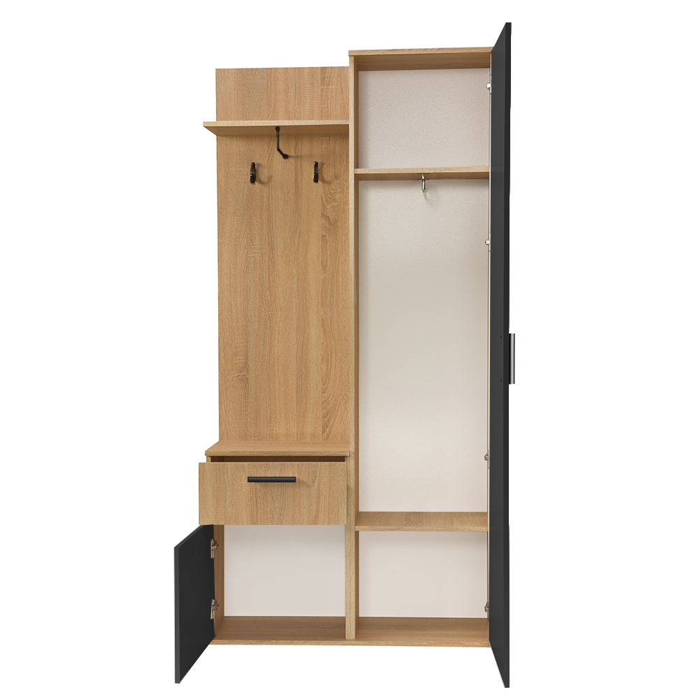 Předsíňová stěna LUX | 97 cm | se zrcadlem | UNI provedení | artisan/černá