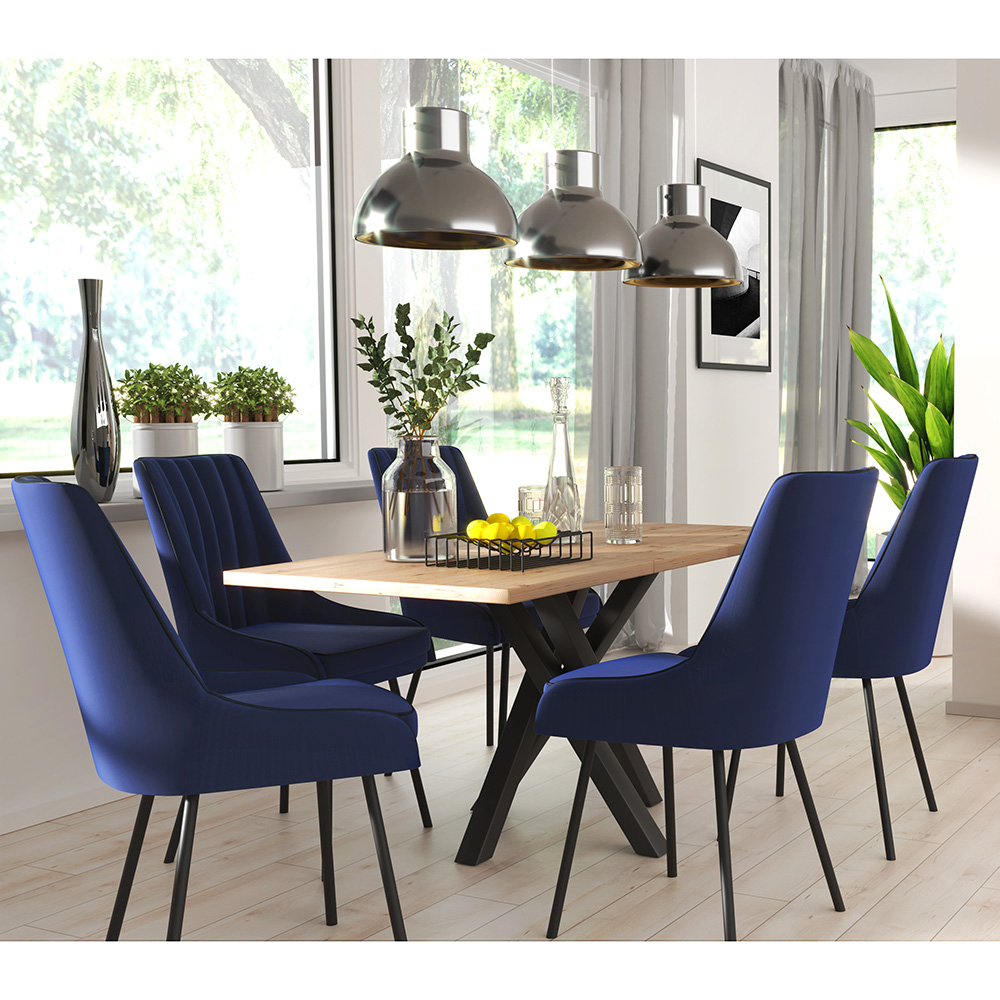 Jídelní set CALI | 5x židle + rozkládací stůl 120-160 cm | VÝBĚR TKANIN