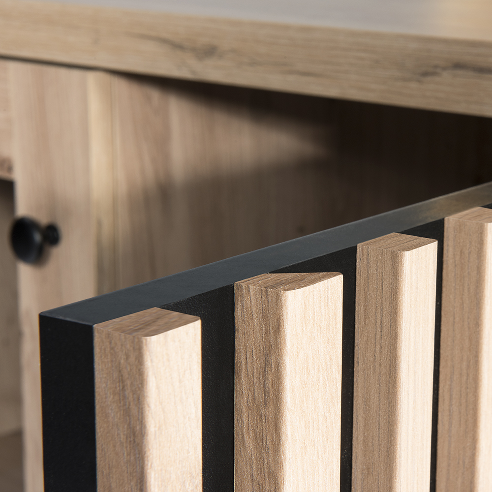 Obývací stěna se skříní CALI | 4 díly + ČERNÉ NOHY | 420 cm | sestava D | artisan