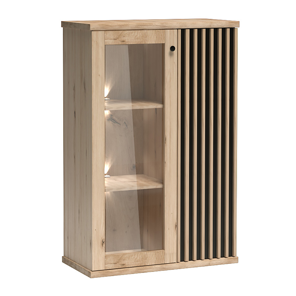 Obývací stěna se skříní CALI | 4 díly + ČERNÉ NOHY | 420 cm | sestava D | artisan