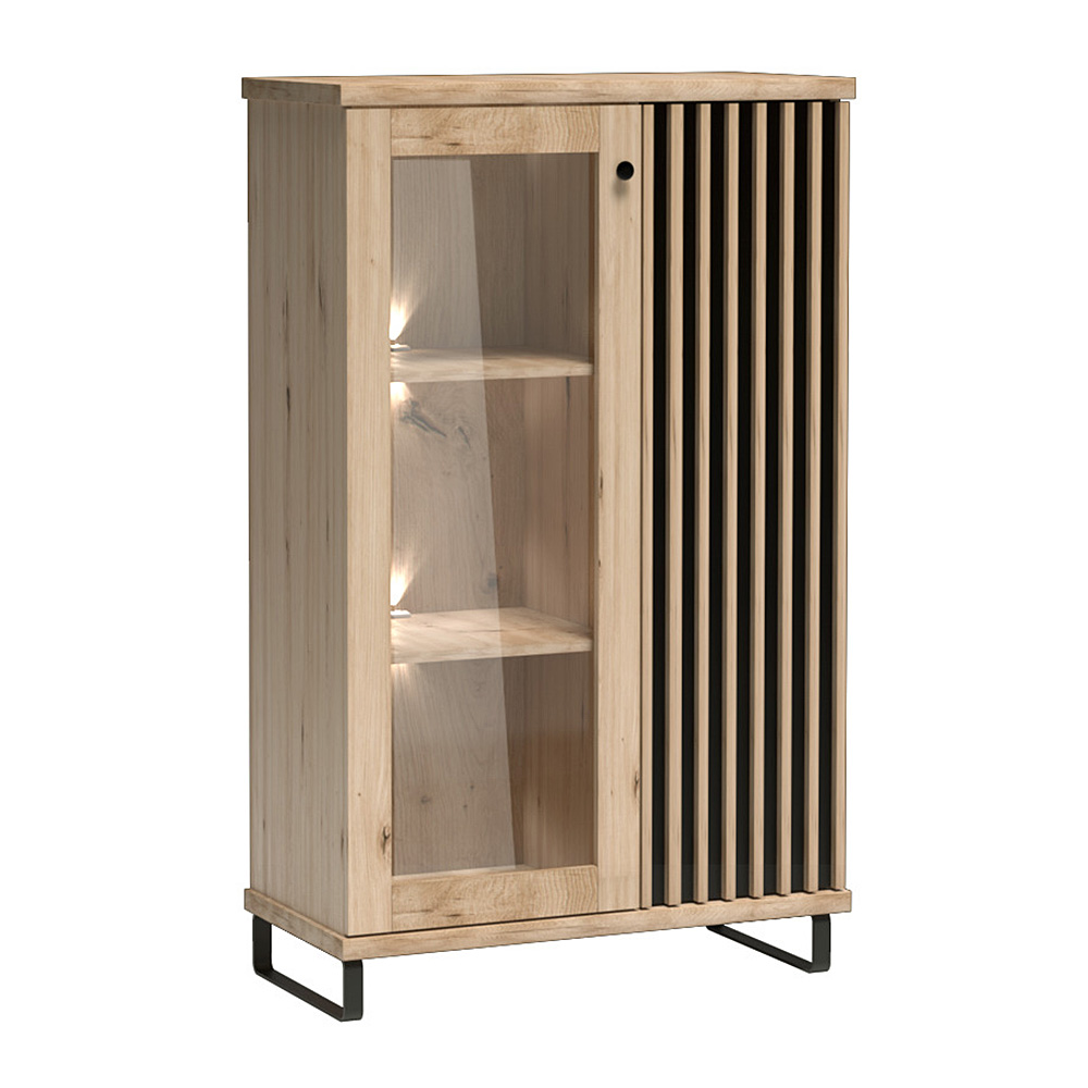 Obývací stěna se skříní CALI | 4 díly + ČERNÉ NOHY | 420 cm | sestava D | artisan