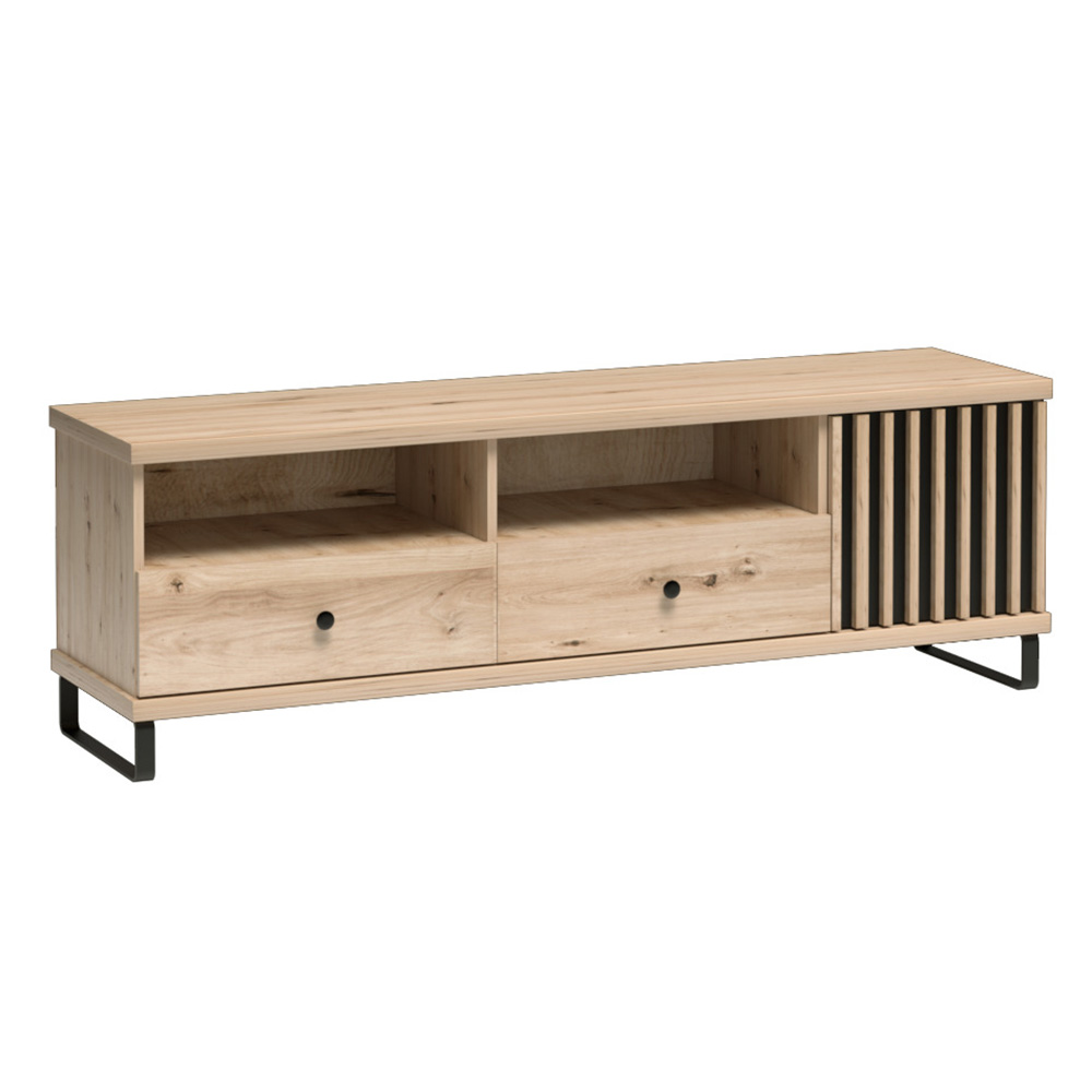 Obývací stěna se skříní CALI | 4 díly + ČERNÉ NOHY | 420 cm | sestava D | artisan