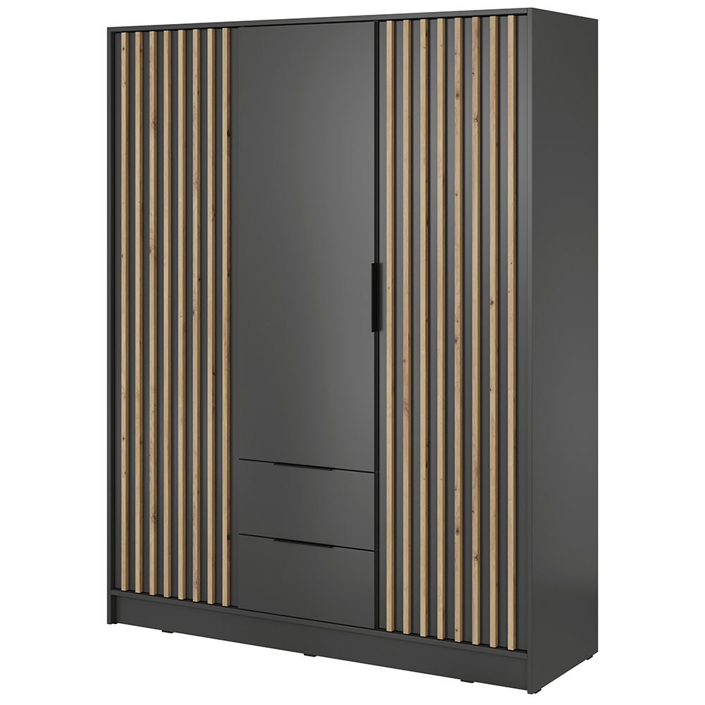 Šatní skříň NELLY 3D bez zrcadla | 155 cm | grafit