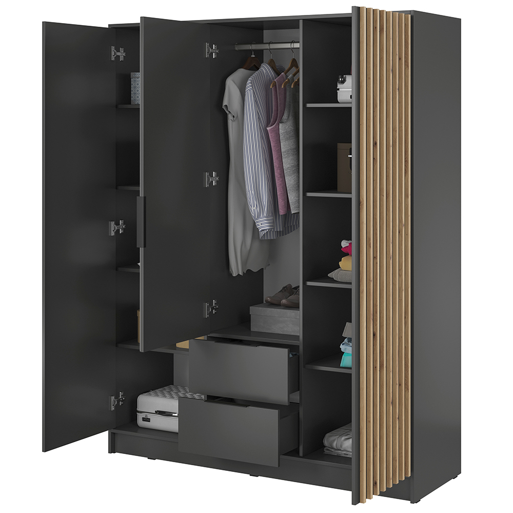 Šatní skříň NELLY 3D bez zrcadla | 155 cm | grafit