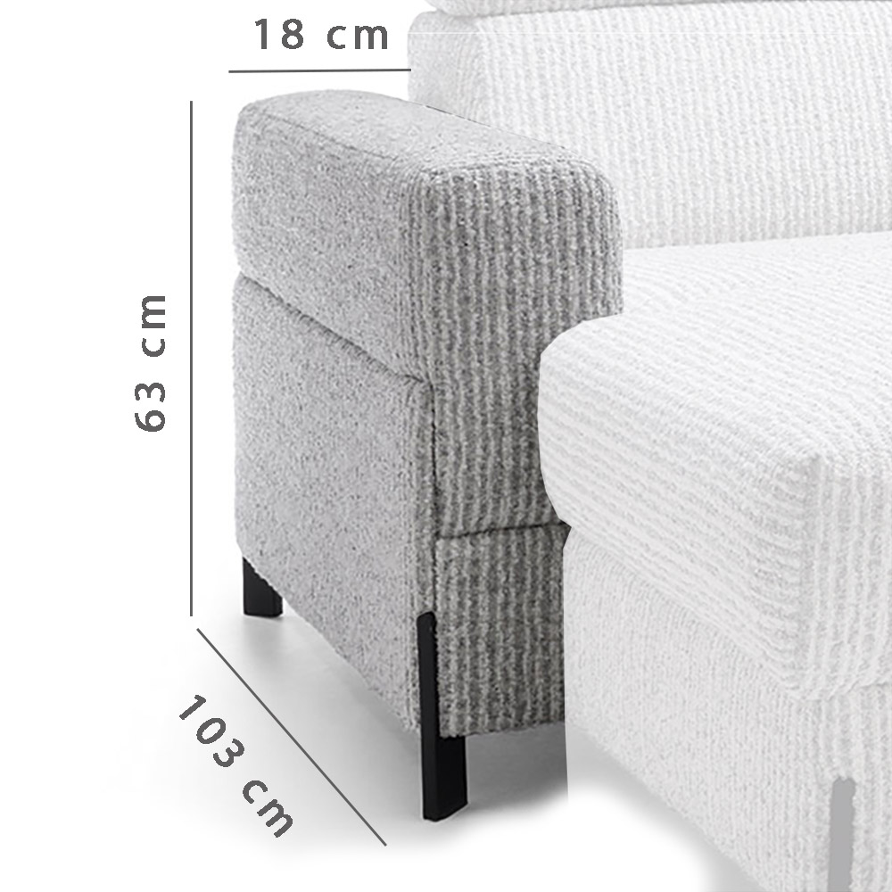 ULISES | díl sedačky PK | 18 cm | levá područka | VÝBĚR TKANIN a NOŽIČEK