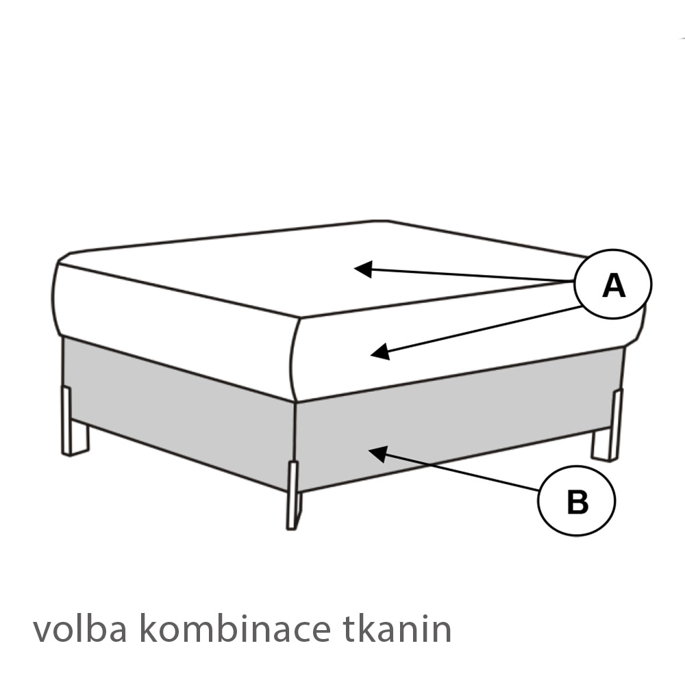 Taburet ULISES HO70 | 103x68 cm | bez úložného prostoru | VÝBĚR TKANIN a NOŽIČEK