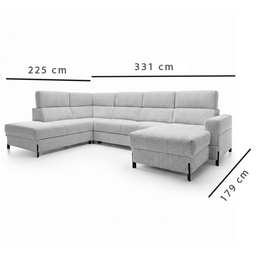 Sedací souprava ULISES U | 225x331x179 | rozkládací + úložný prostor | VÝBĚR TKANIN a NOŽIČEK