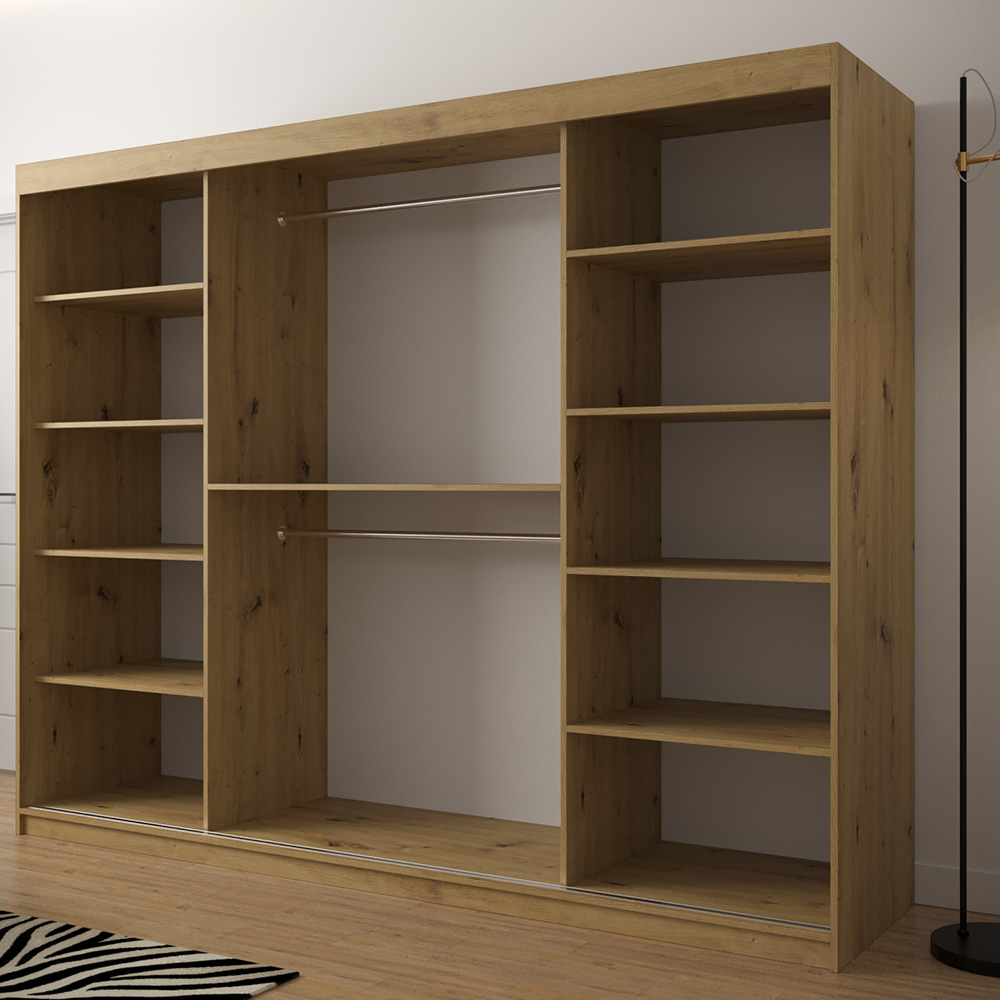 Šatní skříň Plaster | 250 cm | artisan/bílá/černá