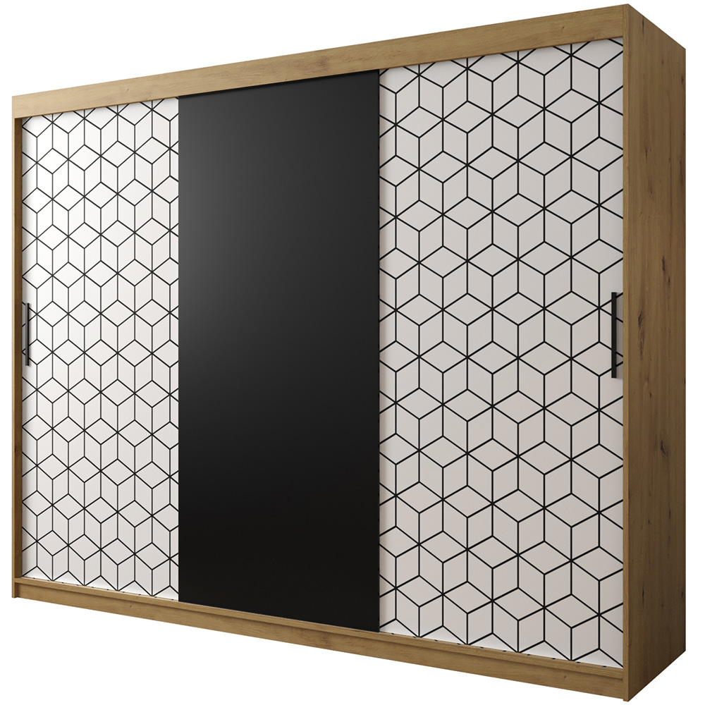 Šatní skříň Plaster | 250 cm | artisan/bílá/černá