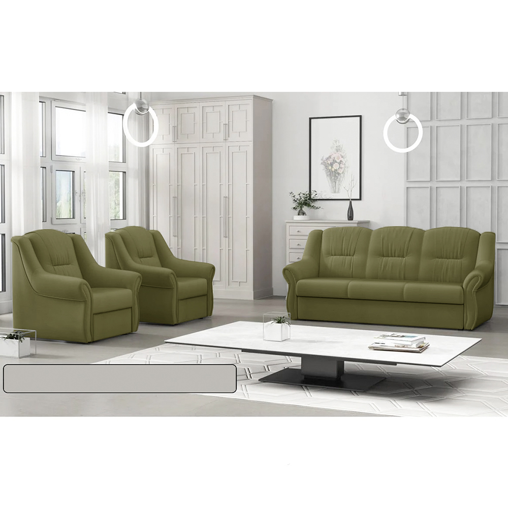Sedací sestava ALANA BIS 3+1+1 | crown 11 olivově zelená | očalouněná záda