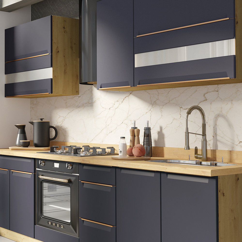 GLAMOUR m | dolní skříňka GLA-17D na vestavnou troubu | 60 cm | modrá mat