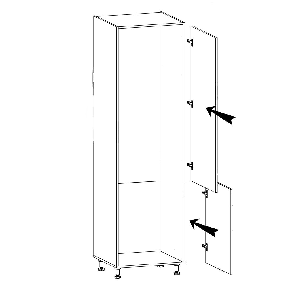 ASPEN gr | skříňka D60ZL pro vestavnou lednici | PRAVÁ | šedá lesk