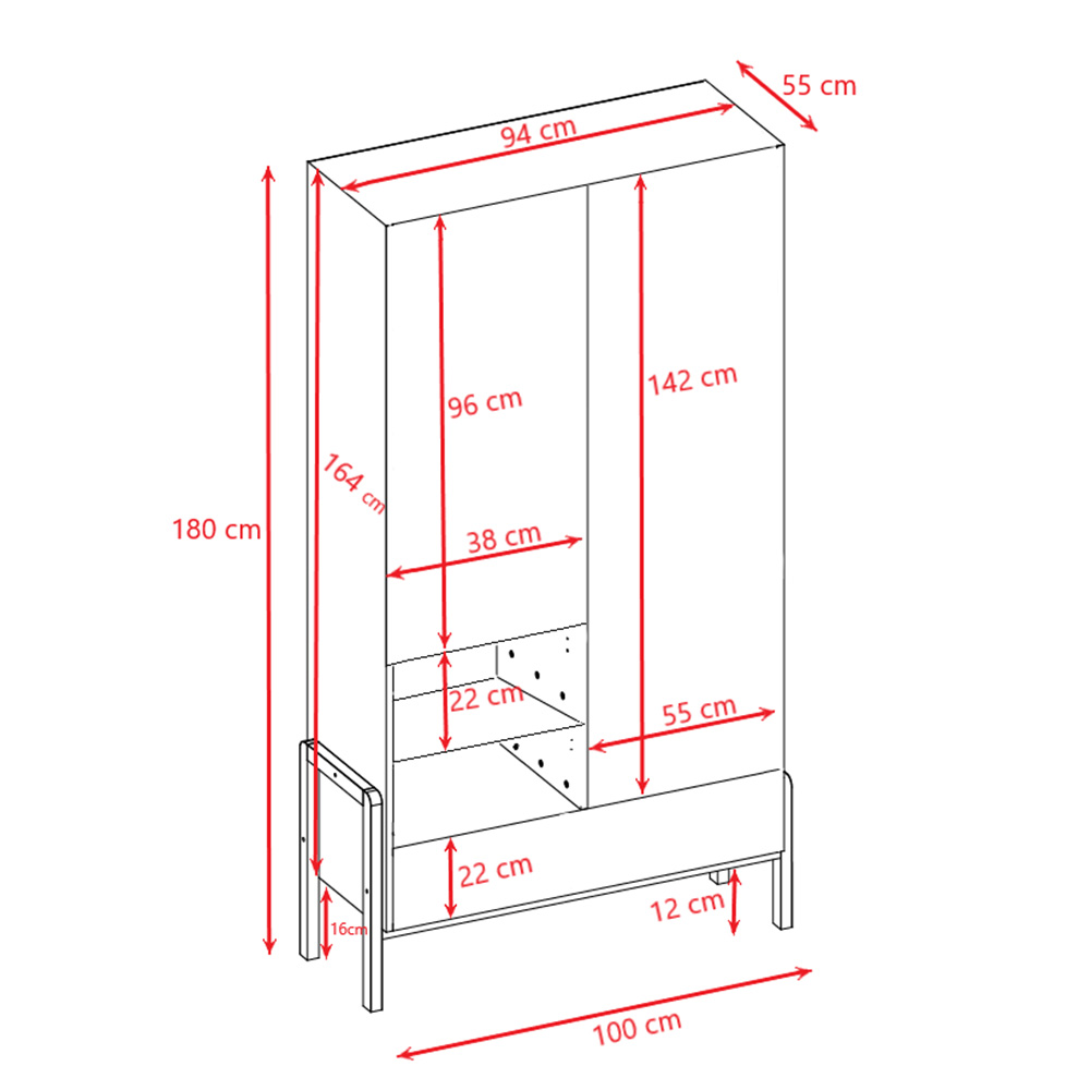 Victor | šatní skříň | bílá | 100x180x55 cm