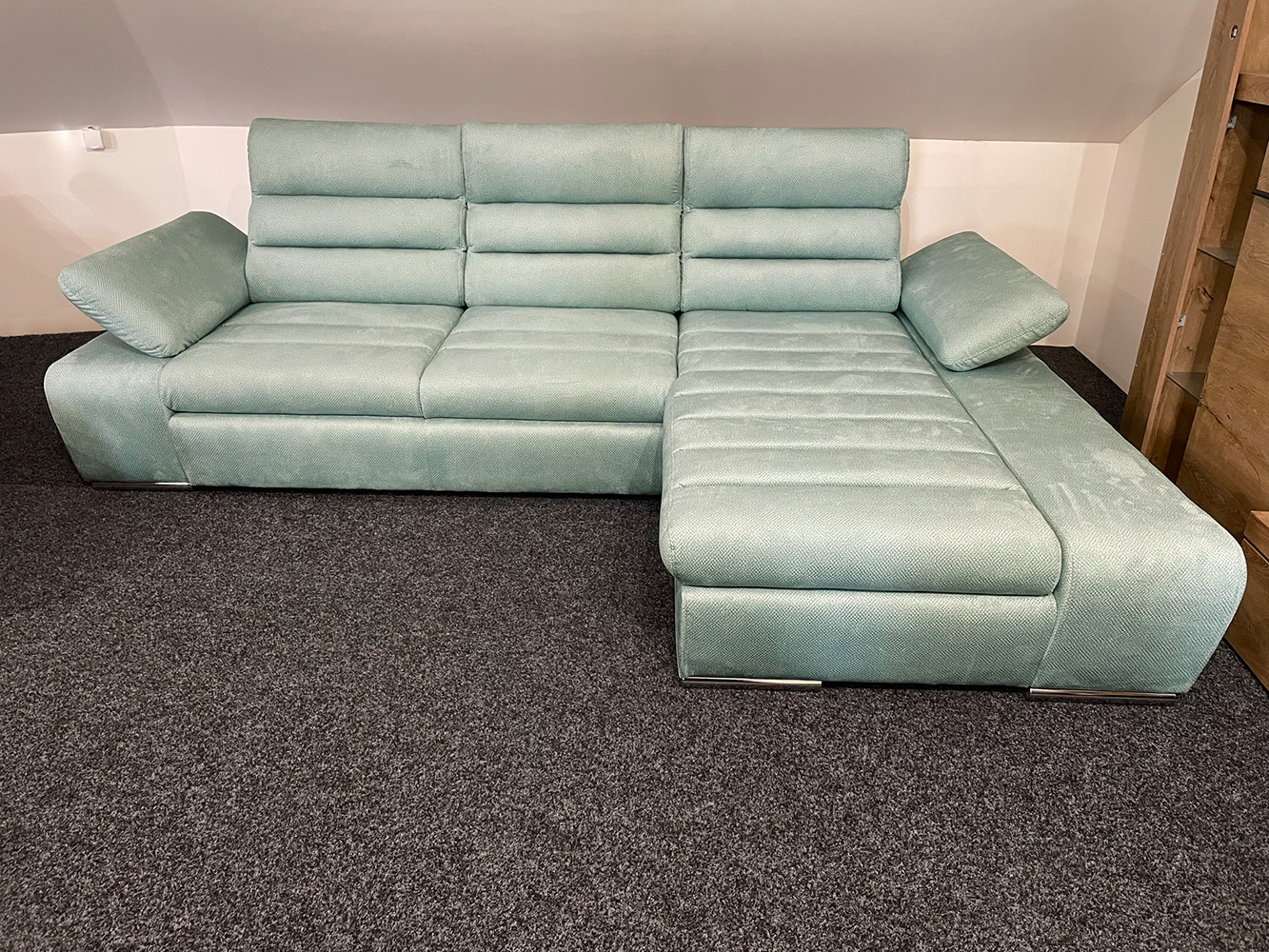 Sedací souprava KORFU | 282x194 | PRAVÁ | Viton 196 mintová | POSLEDNÍ KUS Z PRODEJNY