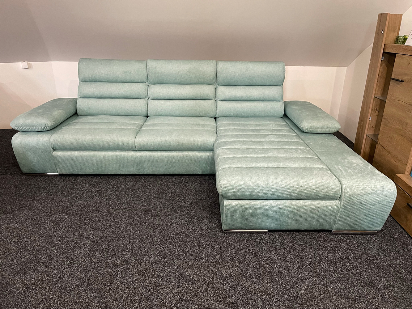 Sedací souprava KORFU | 282x194 | PRAVÁ | Viton 196 mintová | POSLEDNÍ KUS Z PRODEJNY