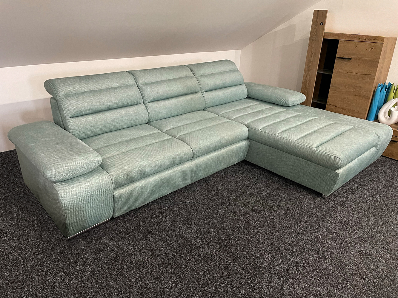 Sedací souprava KORFU | 282x194 | PRAVÁ | Viton 196 mintová | POSLEDNÍ KUS Z PRODEJNY