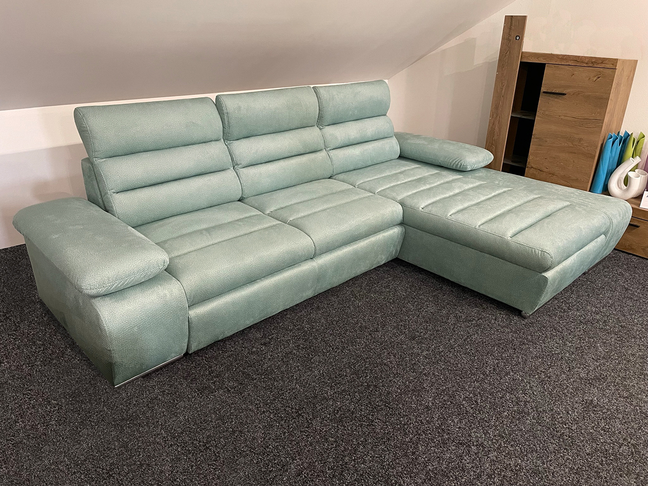 Sedací souprava KORFU | 282x194 | PRAVÁ | Viton 196 mintová | POSLEDNÍ KUS Z PRODEJNY