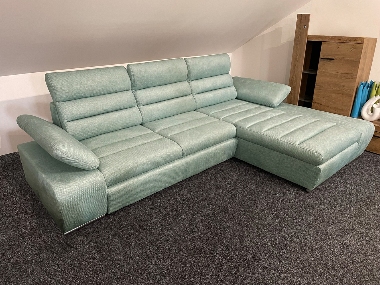 Sedací souprava KORFU | 282x194 | PRAVÁ | Viton 196 mintová | POSLEDNÍ KUS Z PRODEJNY