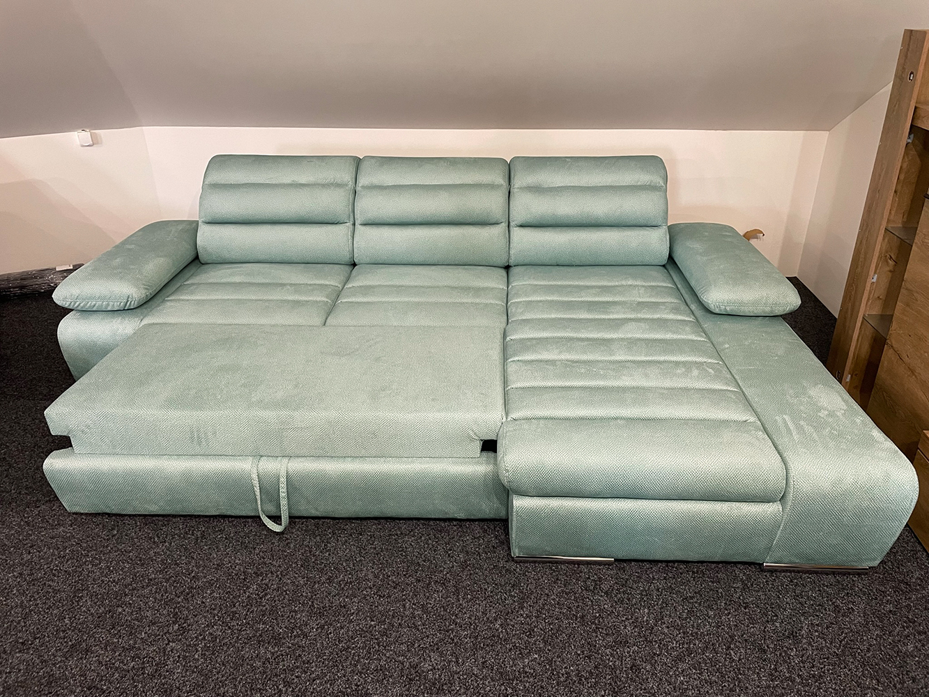 Sedací souprava KORFU | 282x194 | PRAVÁ | Viton 196 mintová | POSLEDNÍ KUS Z PRODEJNY