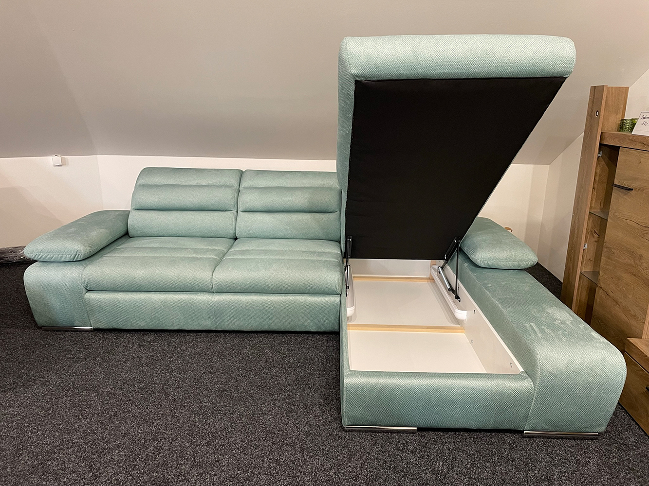 Sedací souprava KORFU | 282x194 | PRAVÁ | Viton 196 mintová | POSLEDNÍ KUS Z PRODEJNY