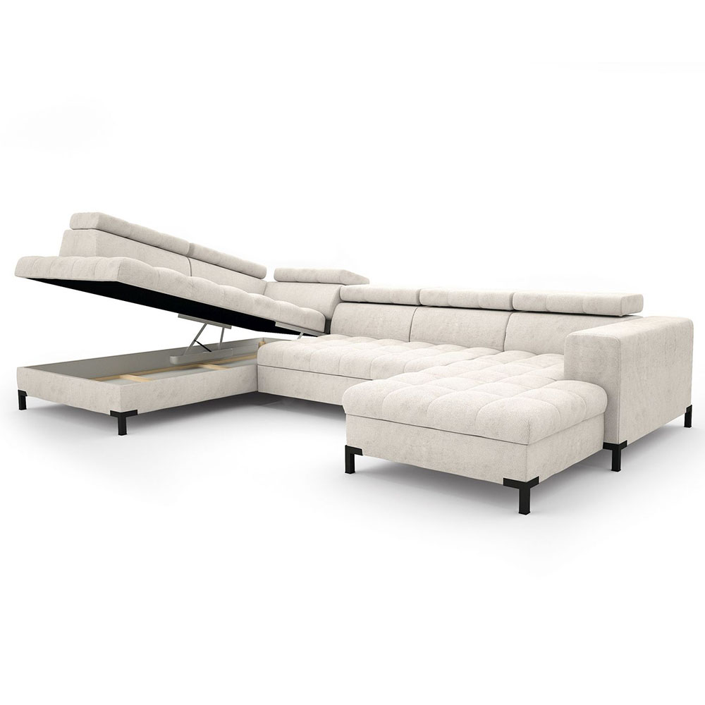 Sedací souprava ARTE | 200x348x190 cm | každodenní spaní + 2x úlož. prostor | VÝBĚR TKANIN a NOŽIČEK