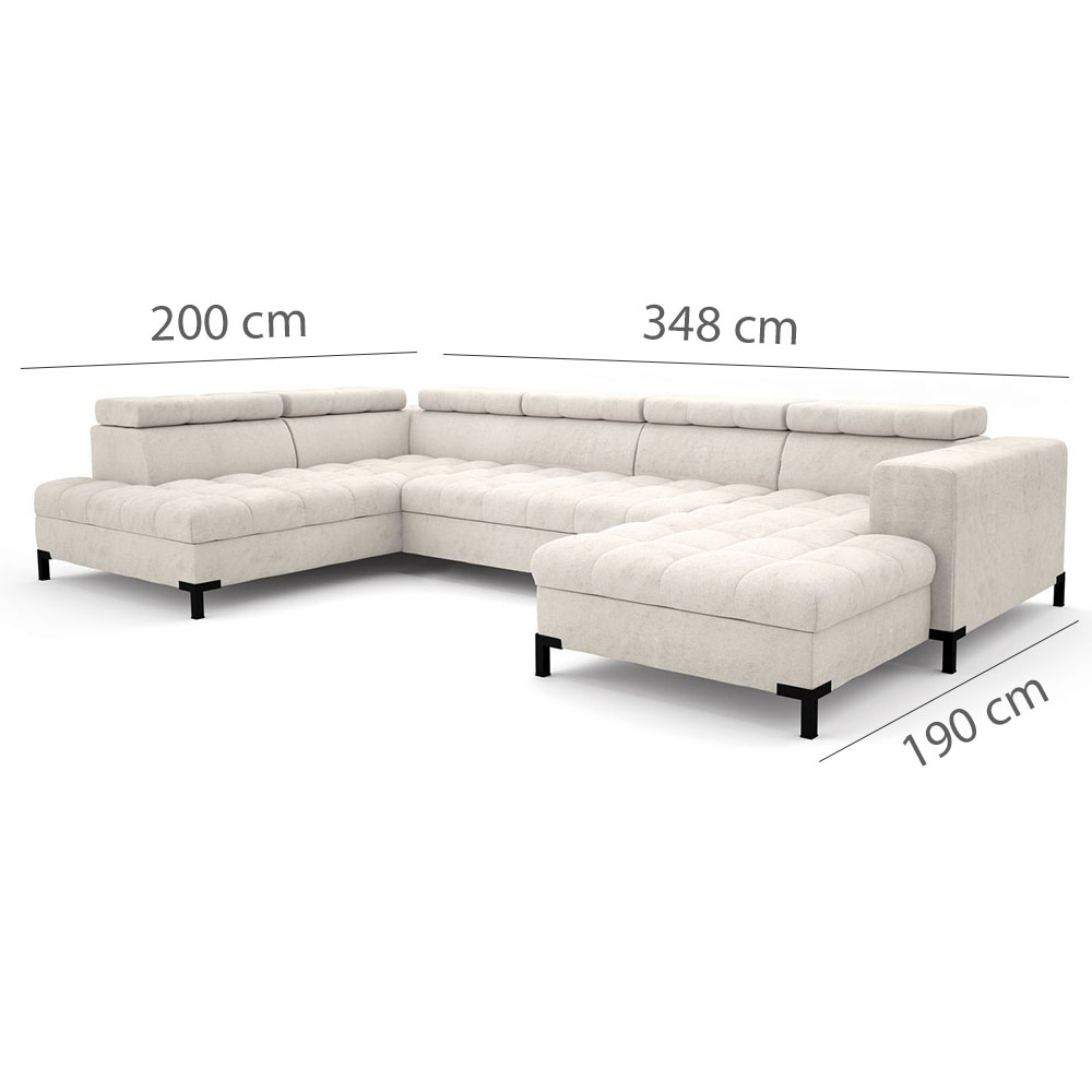 Sedací souprava ARTE | 200x348x190 cm | každodenní spaní + 2x úlož. prostor | VÝBĚR TKANIN a NOŽIČEK