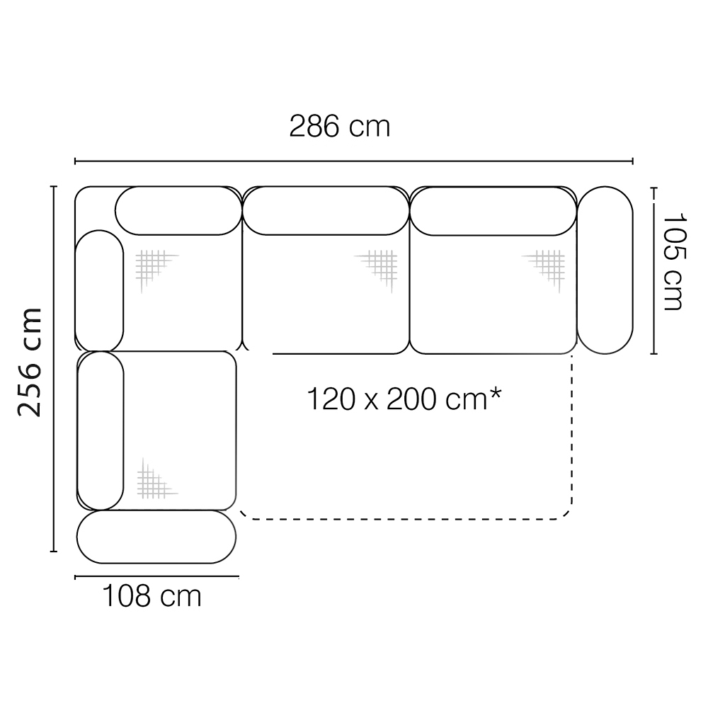 Sedací souprava ROSSO | 256x286 | ROZKLÁDACÍ | levá | VÝBĚR TKANIN