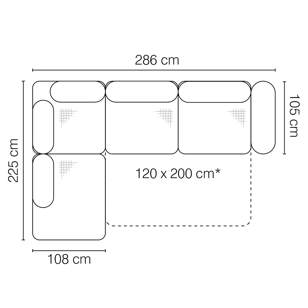 Sedací souprava ROSSO | 286x225 | ROZKLÁDACÍ | levá | VÝBĚR TKANIN