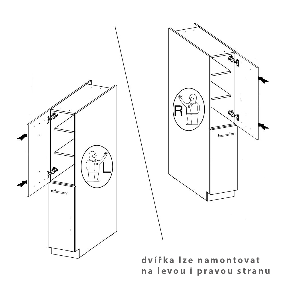 LARA gr | vysoká skříňka 30DK-162 CARGO 2F potravinová | 30 cm | UNI | šedá lesk