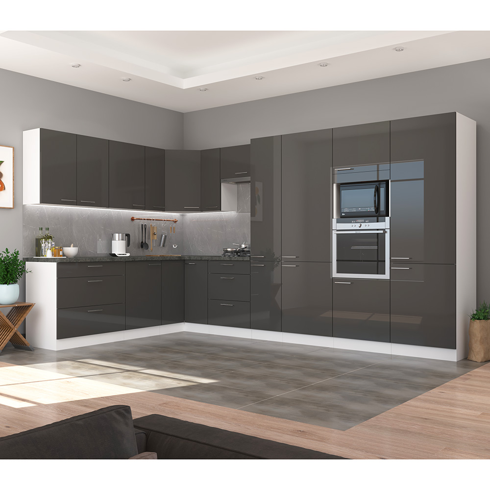 LARA gr | vysoká skříňka 30DK-162 CARGO 2F potravinová | 30 cm | UNI | šedá lesk