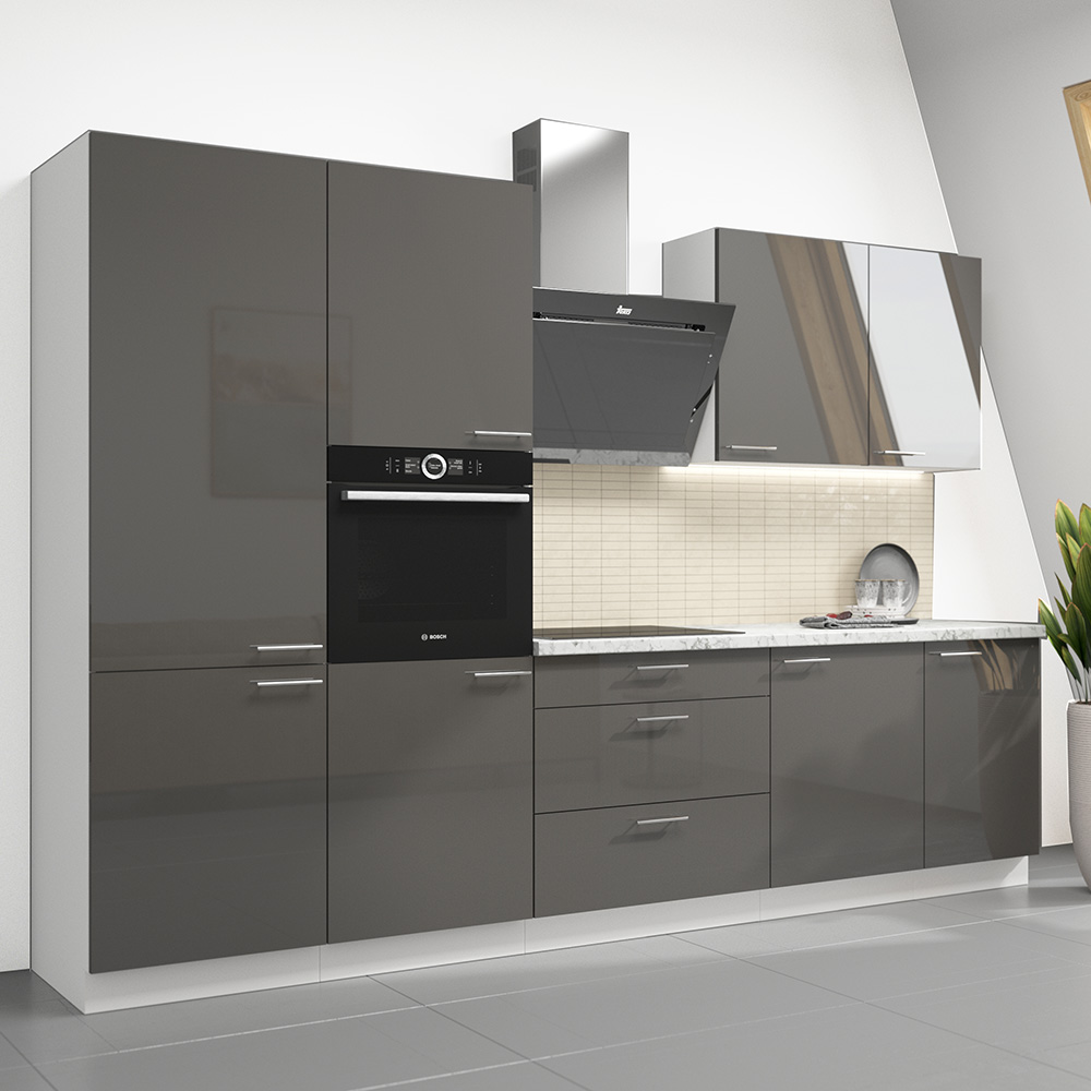 LARA gr | vysoká skříňka 60DKPL-162 1F pro vestavnou troubu | 60 cm | UNI | šedá lesk